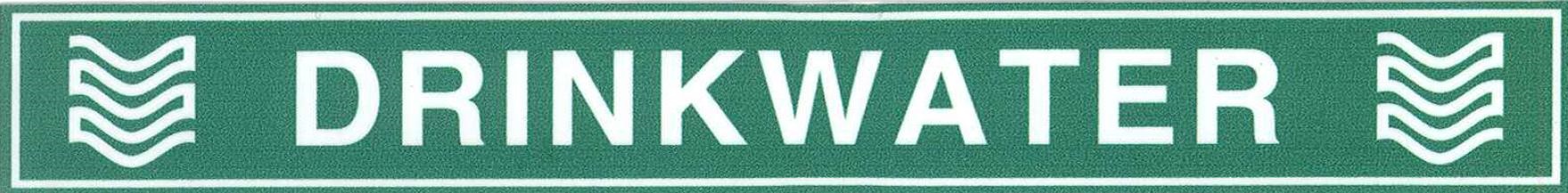 11500003011 Sticker 26 x 200mm groen met witte Tekst "drinkwater"