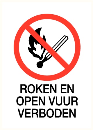 11500323458 Sticker Roken en open vuur verboden - 210 x 300mm