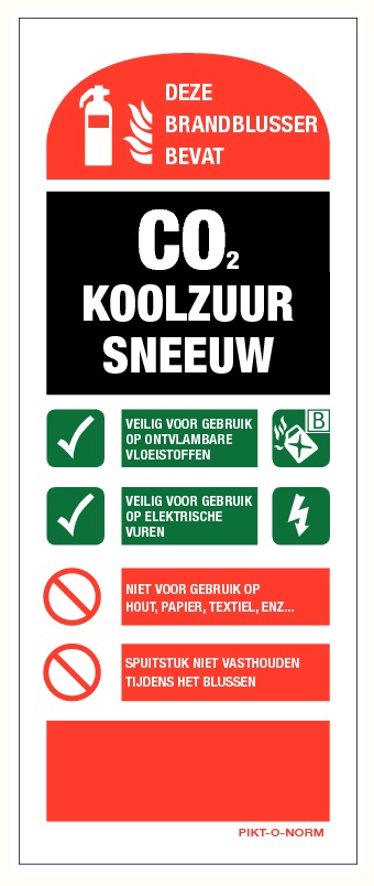 11500334124 Bord Co2 koolzuursneeuw blusser typeaanduiding 80 x 200mm