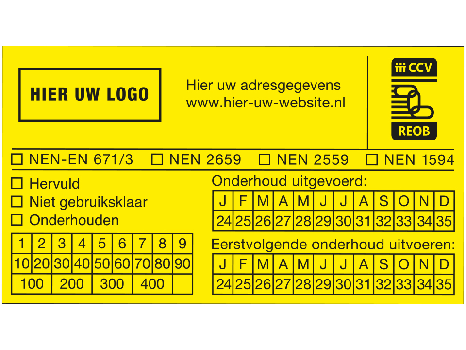 11600003003 Controle etiketten 90 x 50mm "hier uw logo" REOB - NCP 500 stuks