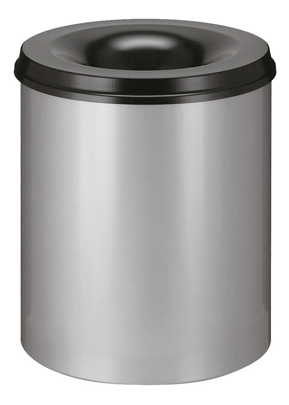70000108000 Vlamdovende afvalbak 80ltr. alu grijs vlamdover zwart