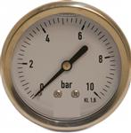 95000859908 RVS manometer 63mm 0 - 10bar gevuld 1/4" mes. achter aansluiting